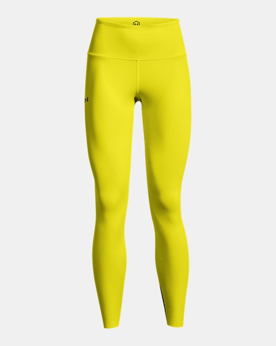 Women's UA RUSH™ HeatGear® No-Slip Waistband Custom Length Leggings, Yellow, pdpMainDesktop image number 6
